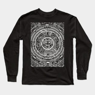 Aztec Calendar - white design Long Sleeve T-Shirt